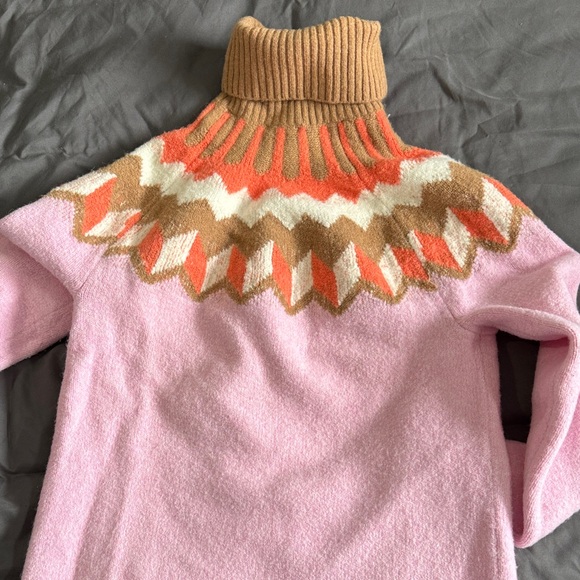 J. Crew Pink and Orange Patterned Turtleneck Sweater - Picture 5 of 5